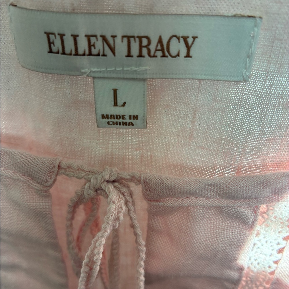Ellen Tracy Blush Pink Tie-Neck Cap Sleeve Tunic - Picture 6 of 7